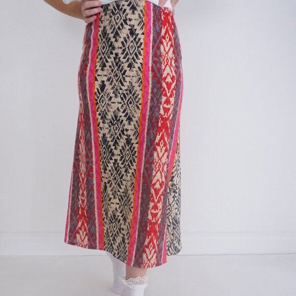 Vanessa Virginia By Anthropology Multicolor Fair Isle Maxi Boho Skirt XS - Picture 1 of 12